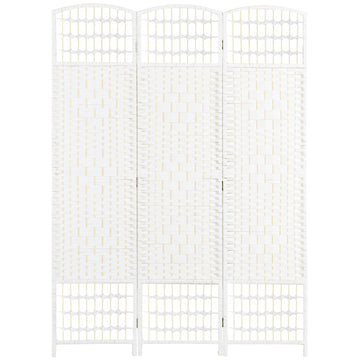 3 Panel Room Divider, Folding Privacy Screen, 5.6' Room Separator, Wave Fiber Freestanding Partition Wall Divider For Rooms, Home, Office, White White Paper