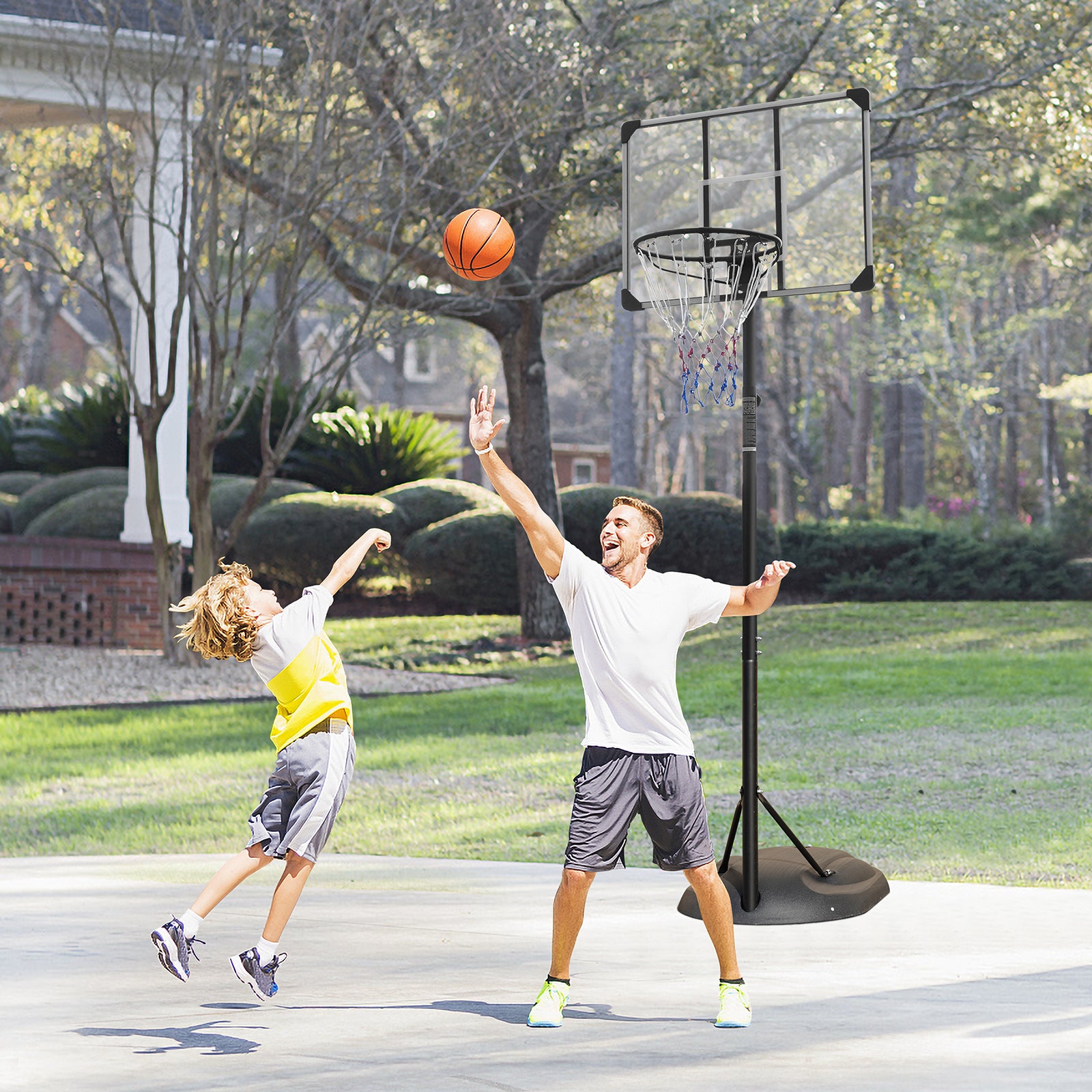Portable Basketball Hoop Adjustable 7.5Ft 9.2Ft With 32 Inch Backboard For Youth Adults Indoor Outdoor Basketball Goal White Black White Iron