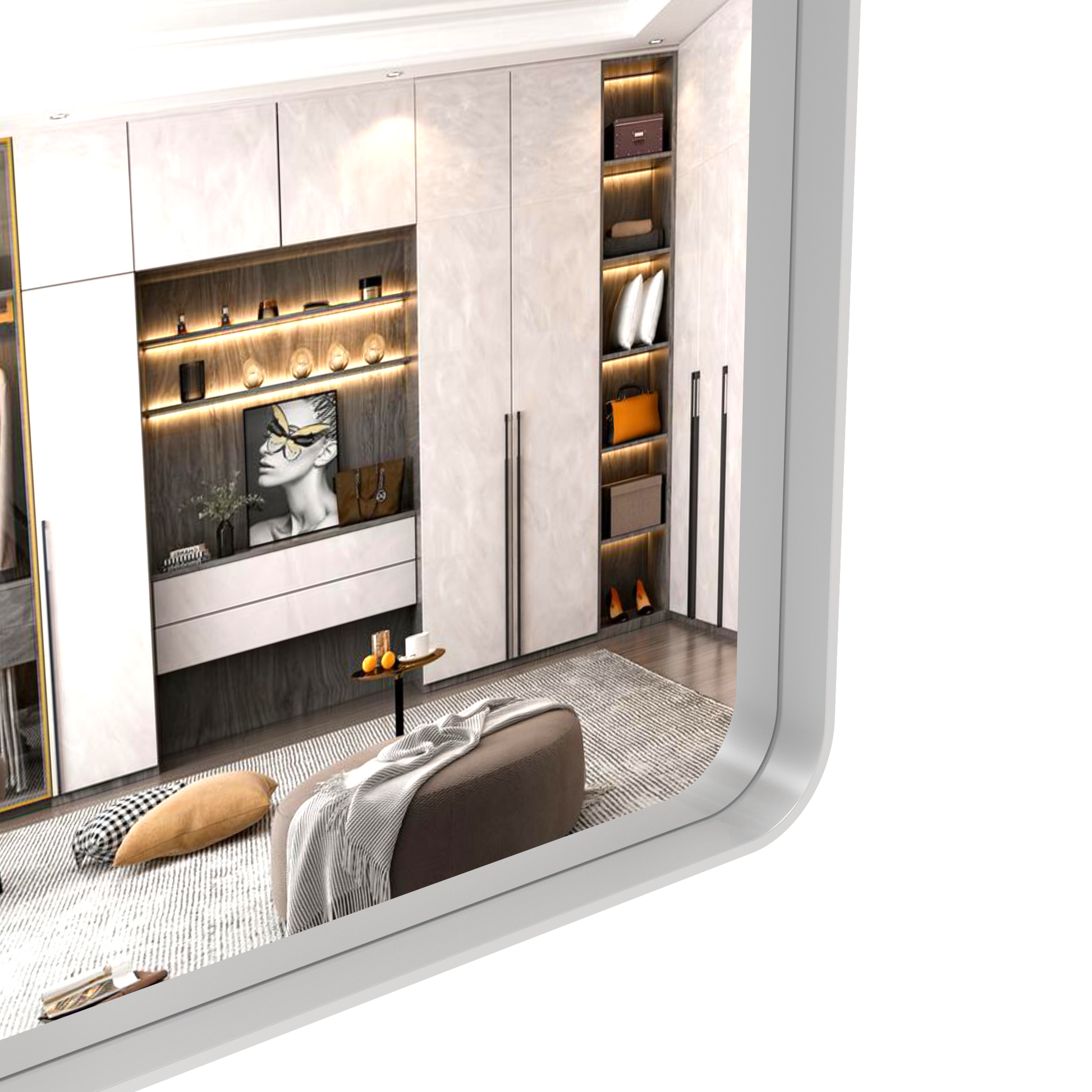 Oversized Bathroom Mirror With Removable Tray Wall Mount Mirror,Vertical Horizontal Hanging Aluminum Framed Wall Mirror Full Length Mirror,Full Body Mirror For Bedroom Living Room,Silver,72X32 Inches Silver Aluminium