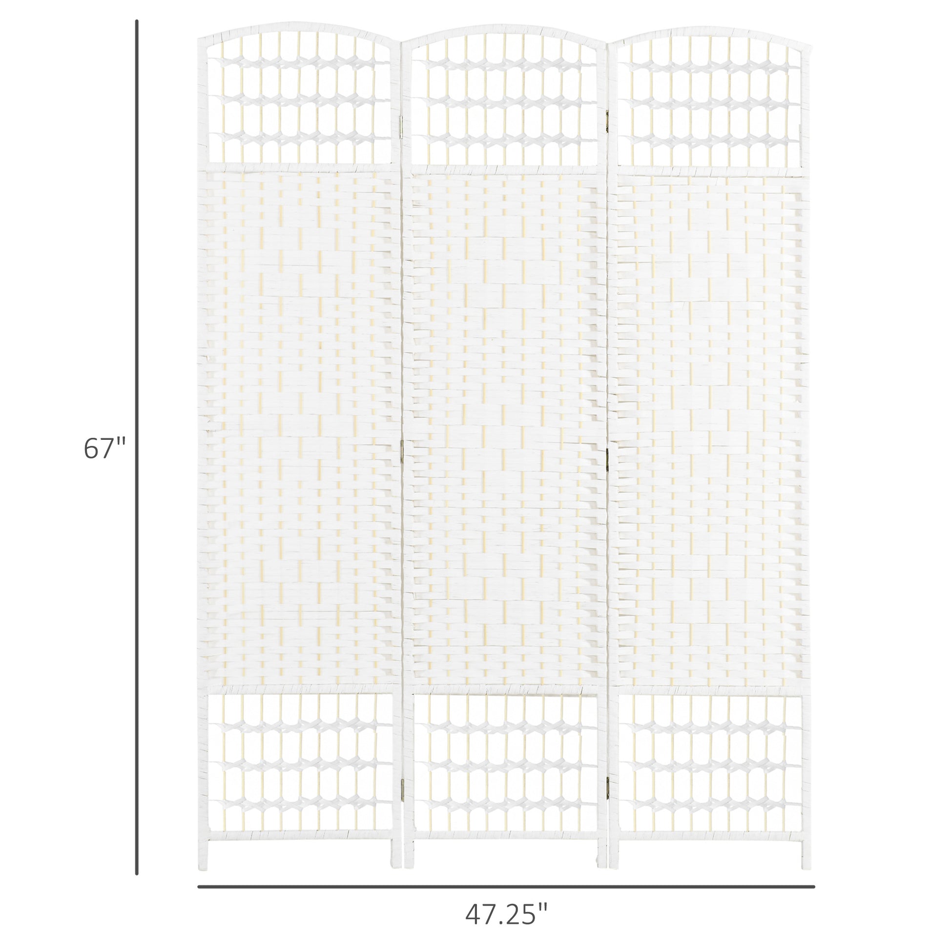 3 Panel Room Divider, Folding Privacy Screen, 5.6' Room Separator, Wave Fiber Freestanding Partition Wall Divider For Rooms, Home, Office, White White Paper