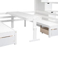 Full Over Full Size Bunk With Staircase,The Down Bed Can Be Convertible To Seats And Table Set,White Box Spring Not Required Full White Wood Bedroom Bunk Pine