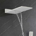 Wall Mounted Waterfall Rain Shower System With 3 Body Sprays & Handheld Shower White Wall Mounted Bathroom Brass