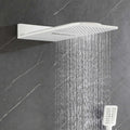 Wall Mounted Waterfall Rain Shower System With 3 Body Sprays & Handheld Shower White Wall Mounted Bathroom Brass