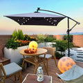 Rectangle 2X3M Outdoor Patio Umbrella Solar Powered Led Lighted Sun Shade Market Waterproof 6 Ribs Umbrella With Crank And Cross Base For Garden Deck Backyard Pool Shade Outside Deck Swimming Pool