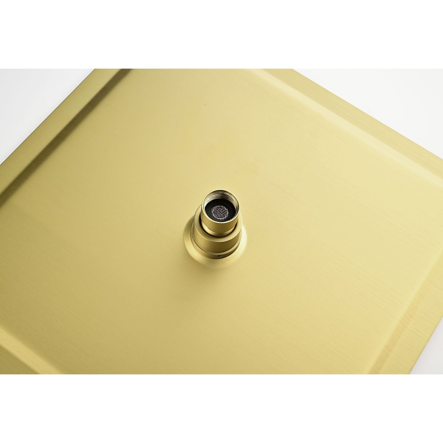 Shower System With Rain Shower Head, Hand Shower Head, Water Control Valve, Shower Bracket, Hose And Niche Brushed Gold Wall Mounted Bathroom Brass