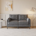 57.5 Inch Cotton Linen Dark Grayseat Metal Feet Plastic Feet Thick Cushion With Two Armrests Dark Grey Polyester Blend