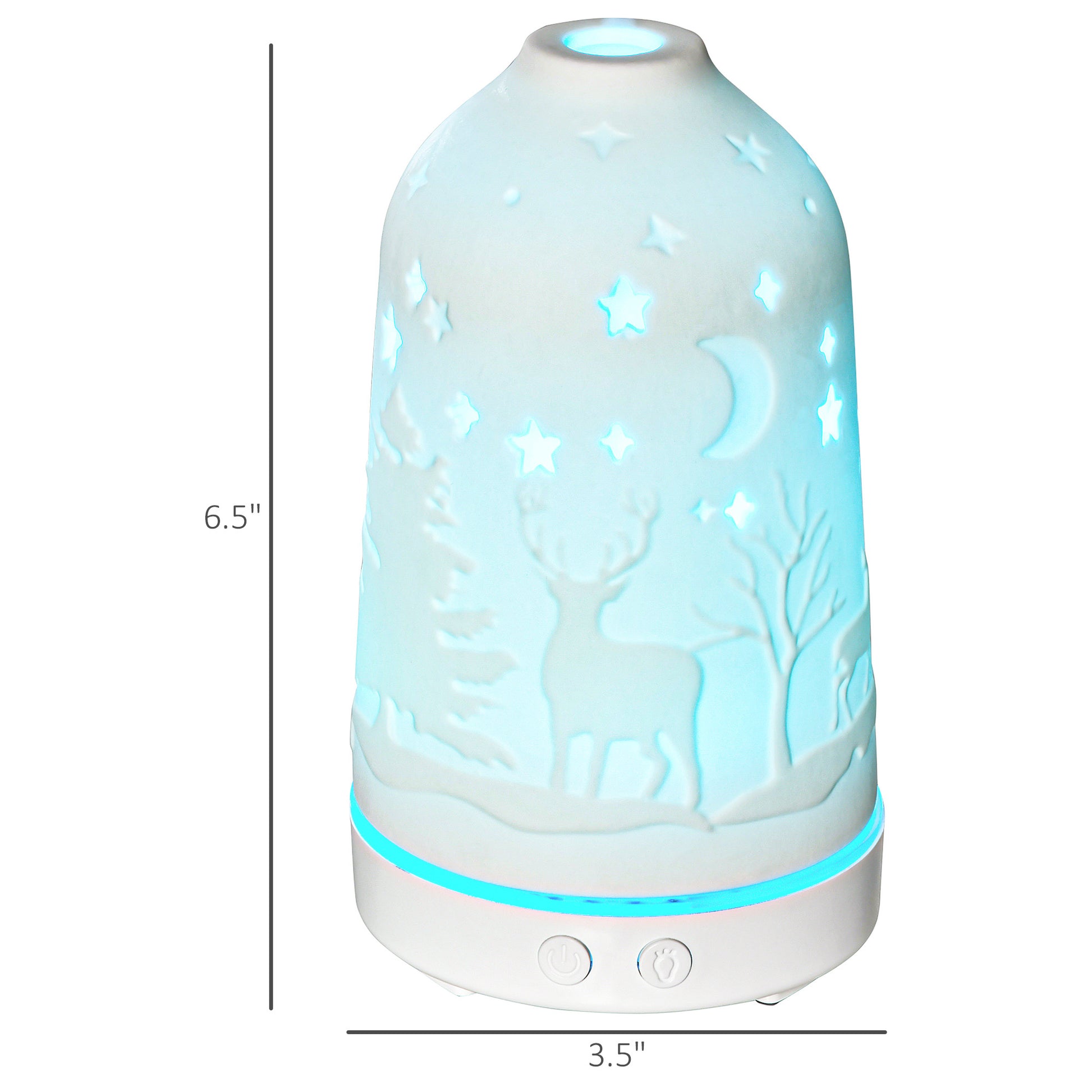 100Ml Ultrasonic Aromatherapy Diffuser, Essential Oils Humidifier With Ceramic Cover, 7 Colors Led Lights, Timer, Waterless Auto Off For Home And Office, White White Abs