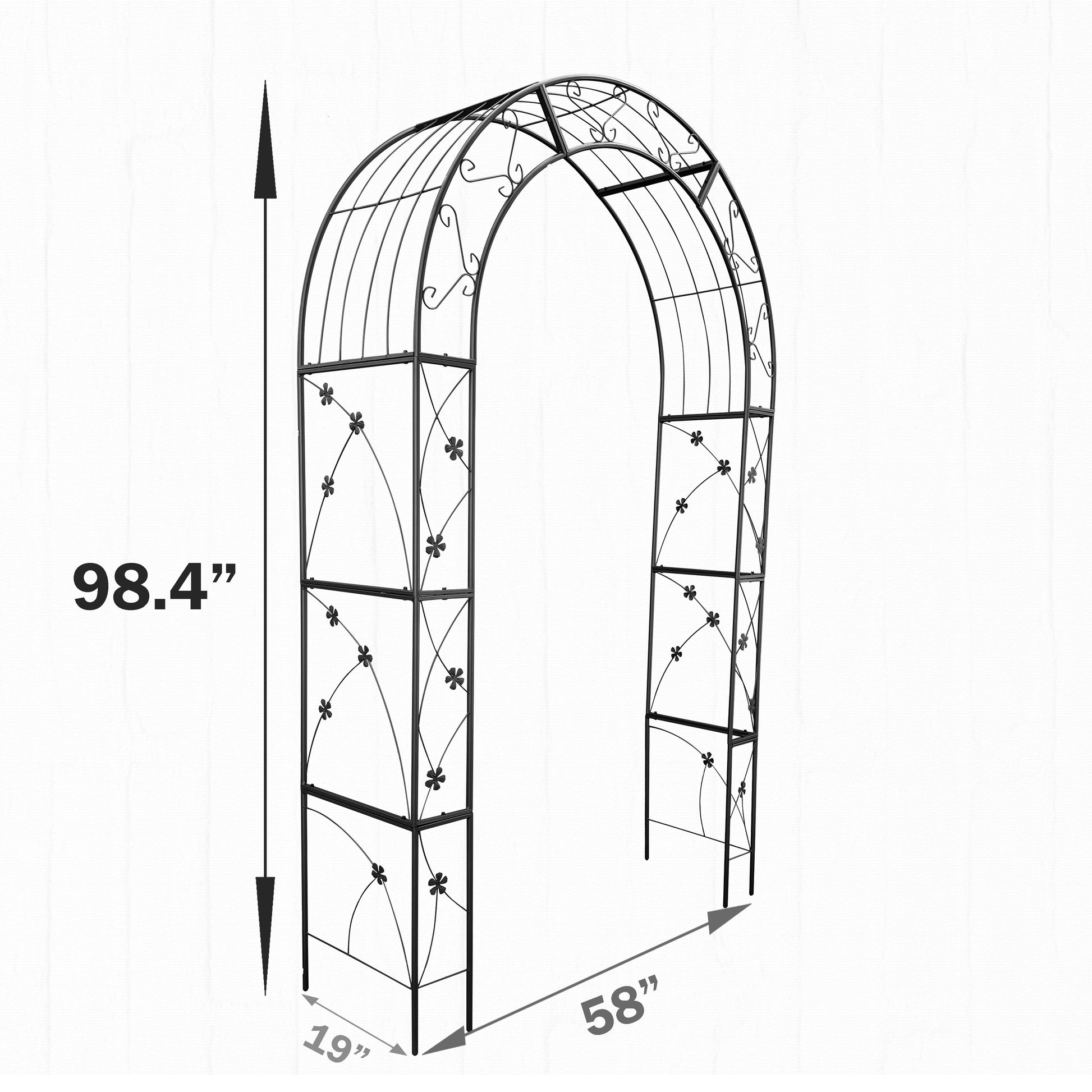 Metal Garden Arch Garden Arbor Trellis Climbing Plants Support Arch Outdoor Arch Wedding Arch Party Events Archway Black Black Iron