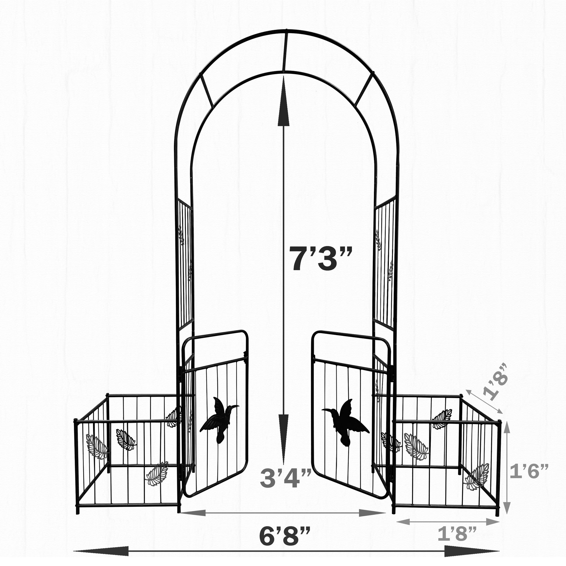 Metal Garden Arch With Doors Garden Arbor Trellis Climbing Plants Support Arch Outdoor Arch Wedding Arch Party Events Archway Black Black Iron