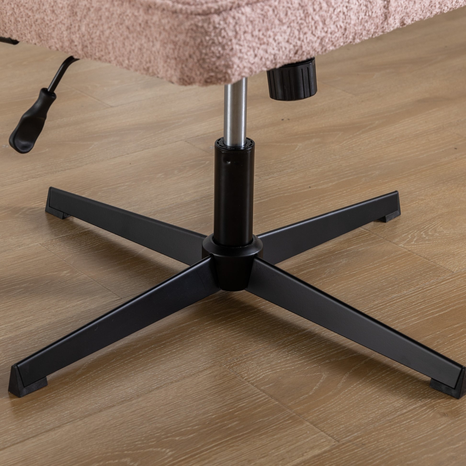 Armless Office Desk Chair No Wheels, Pink Pink Foam Polyester Blend