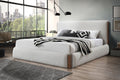 Sandro Queen Bed, White Boucl & Walnut Finish Bd02470Q Queen White Boucle