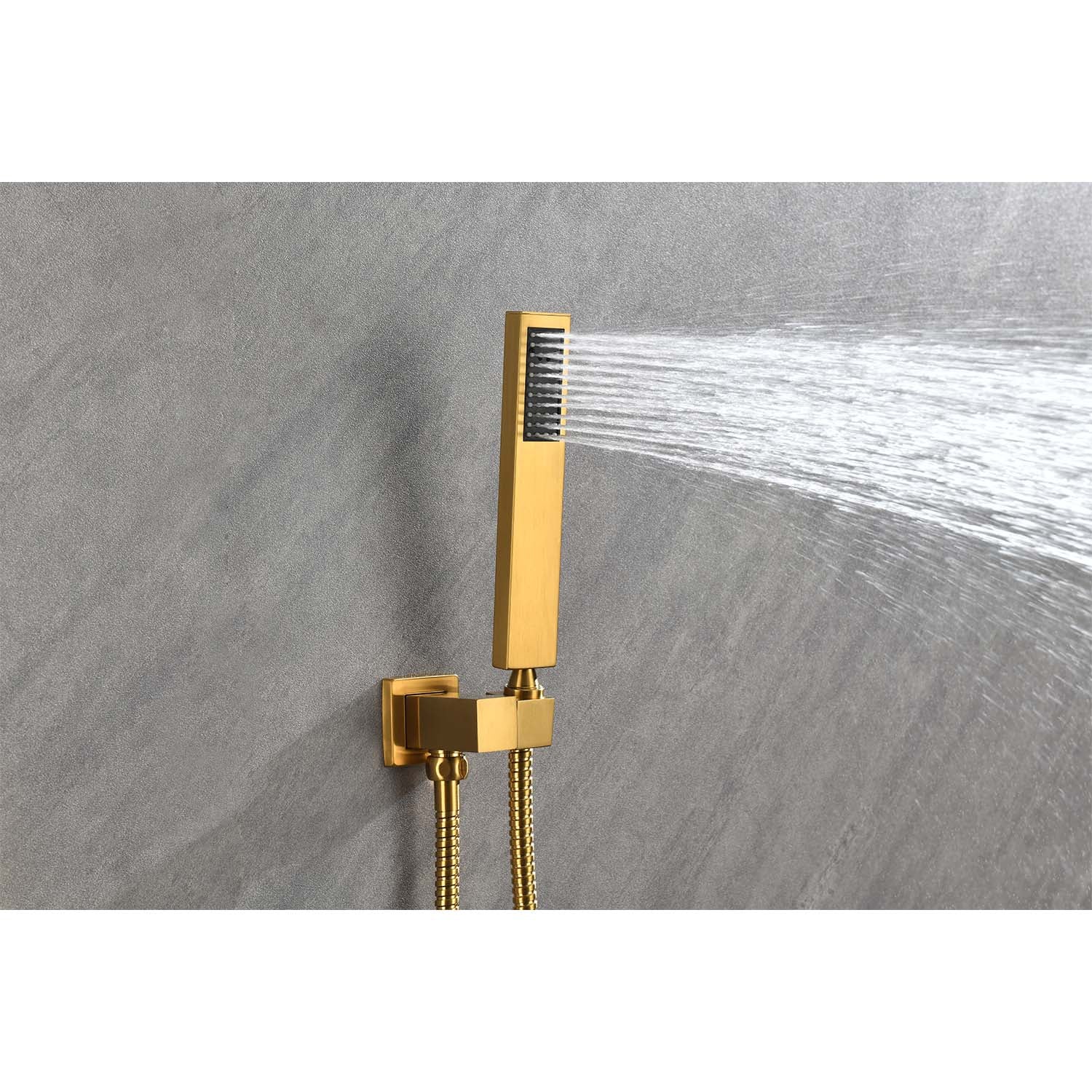 Wall Mounted Waterfall Rain Shower System Brushed Gold Wall Mounted Bathroom Brass