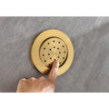 Shower System With Shower Head, Hand Shower, Slide Bar, Bodysprays, Shower Arm, Hose, Valve Trim, And Lever Handles Brushed Gold Wall Mounted Bathroom Brass