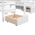 Full Over Full Size Bunk With Staircase,The Down Bed Can Be Convertible To Seats And Table Set,White Box Spring Not Required Full White Wood Bedroom Bunk Pine