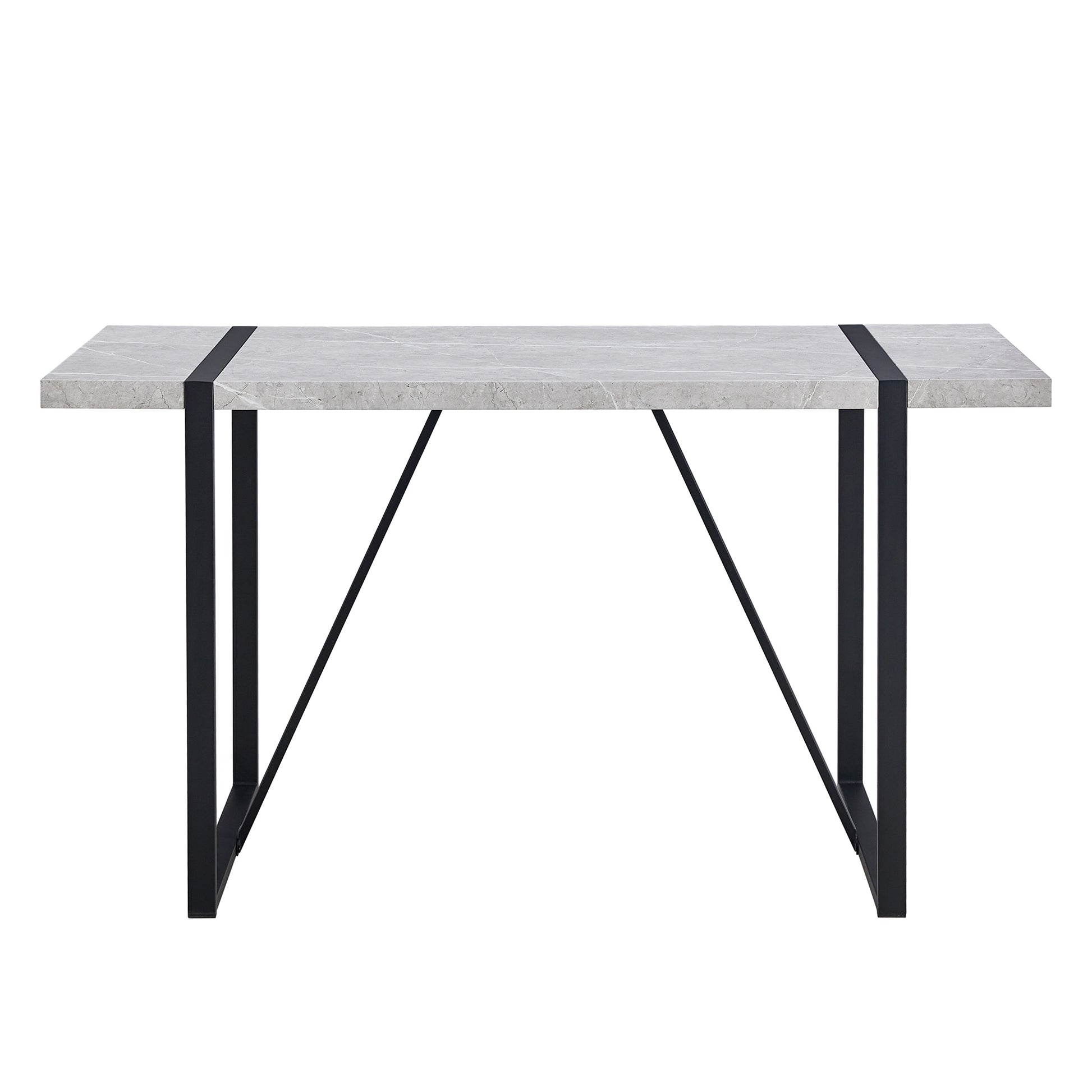 Modern Dining Table, 55 Inch Kitchen Table For 4 People, Rectangular Dinner Table For Dining Room, Home Office, Living Room Furniture, Easy Assembly, Gray Only Table Gray Modern Mdf Metal