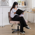 Armless Office Desk Chair No Wheels, Pink Pink Foam Polyester Blend