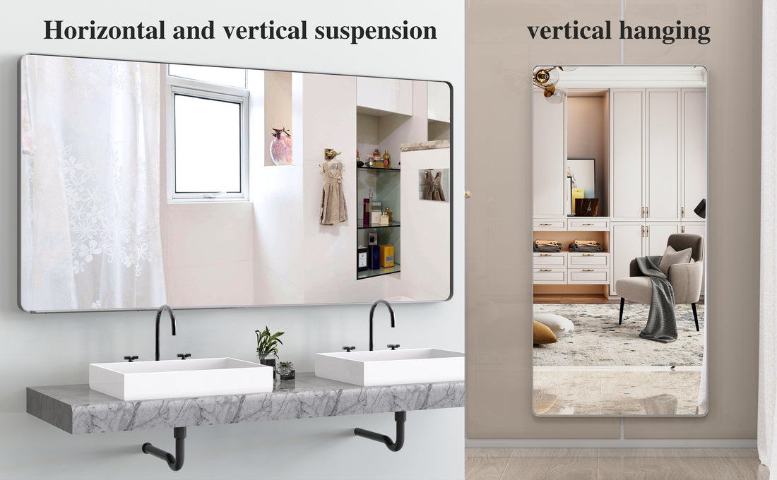 Oversized Bathroom Mirror With Mobile Tray Wall Mount Mirror,Vertical Horizontal Hanging Aluminum Framed Wall Mirror Full Length Mirror,Full Body Mirror For Bedroom Living Room,Silver,72 X 36 Inches Silver Aluminium