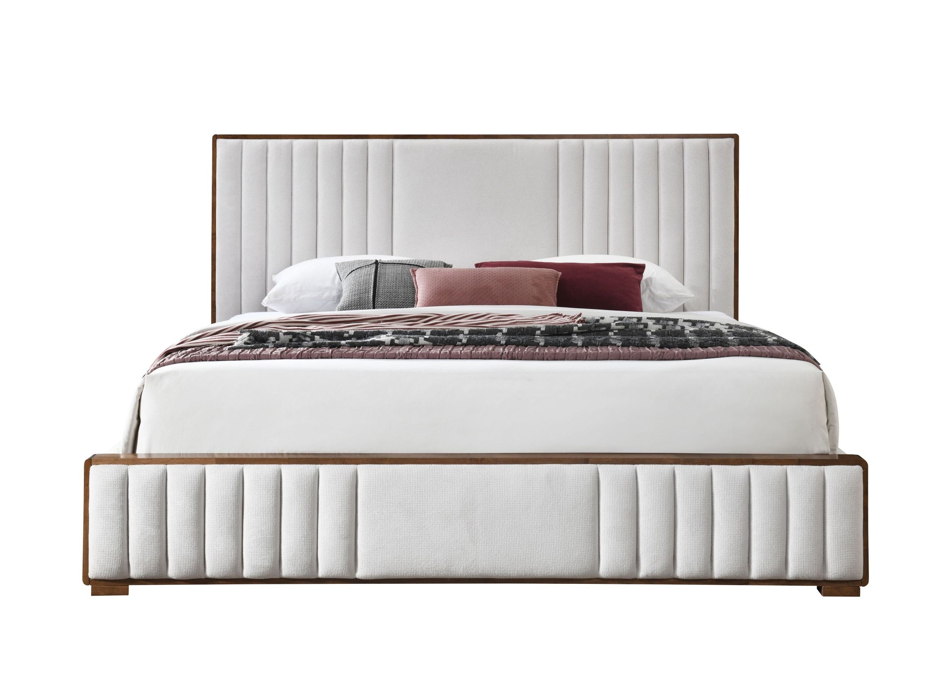 Kaleea Eastern King Bed, Light Gray Chenille & Walnut Finish Bd02467Ek Light Gray Chenille