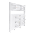 Multifunctional Shoe Cabinet With Storage Shelf & 6 Flip Drawers, Modern Large Hall Tree With Tempered Glass Doors, Elegant Foyer Cabinet With 4 Hooks For Hallway, White 5 Or More Drawers White Particle Board