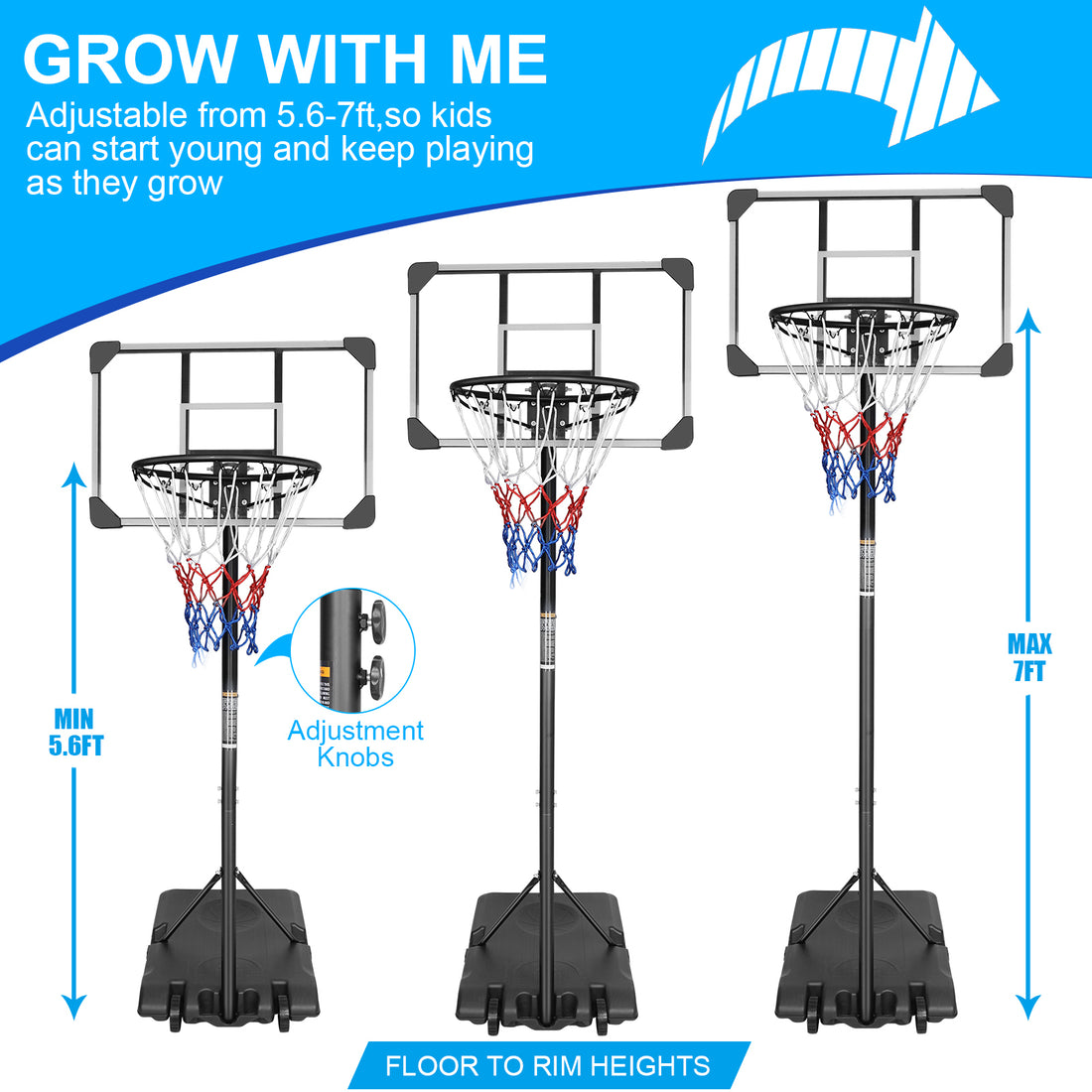 Basketball Goal Portable Basketball Hoop Indoor Outdoor Basketball Stand 5.6 7Ft Adjustable 28In Backboard With Wheels Balls Sports Black White Waterproof Garden & Outdoor Pe Rattan Iron Waterproof Fabric