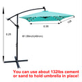 Rectangle 2X3M Outdoor Patio Umbrella Solar Powered Led Lighted Sun Shade Market Waterproof 6 Ribs Umbrella With Crank And Cross Base For Garden Deck Backyard Pool Shade Outside Deck Swimming Pool