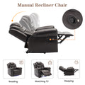 Home Theater Seating Manual Recliner Chair With Center Console And Led Light Strip For Living Room, Brown Brown Foam Faux Leather