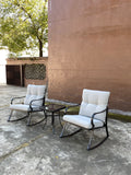 Rocker Set Chair And Teapoy Off White Off White Metal