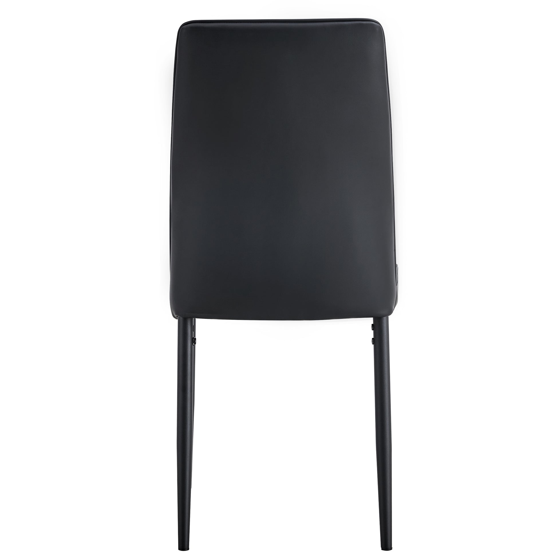 Modern Dining Chairs Set Of 6, Side Dining Room Kitchen Chairs, Faux Leather Upholstered Seat And Metal Legs Side Chairs, Black Black Mdf Glass