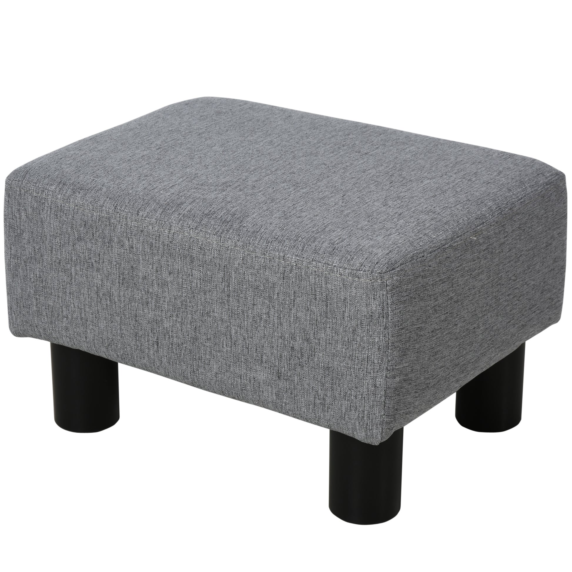 Ottoman Foot Rest, Small Foot Stool With Linen Fabric Upholstery And Plastic Legs, Cube Ottoman For Living Room, Gray Grey Fabric