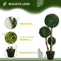 Artificial Plant For Home Decor Indoor & Outdoor Fake Plants Artificial Tree In Pot, 3 Ball Boxwood Topiary Tree For Home Office, Living Room Decor, Dark Green Dark Green Plastic