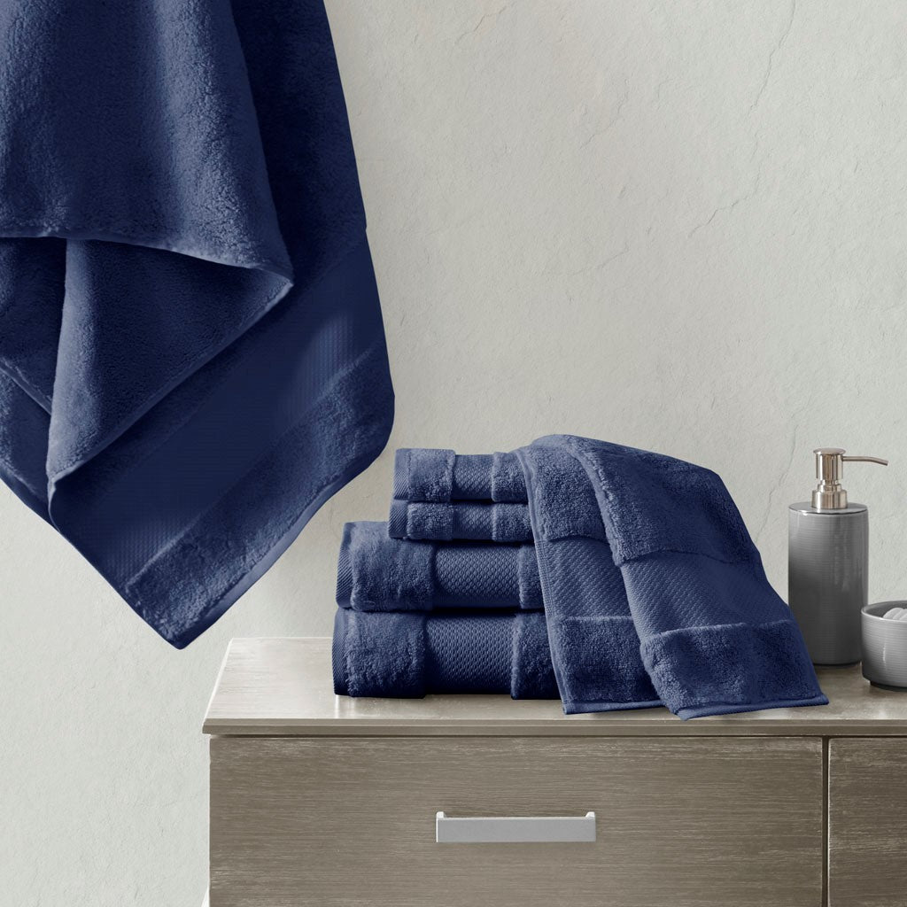 Cotton 6 Piece Bath Towel Set Navy Cotton