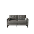 57.5 Inch Cotton Linen Dark Grayseat Metal Feet Plastic Feet Thick Cushion With Two Armrests Dark Grey Polyester Blend