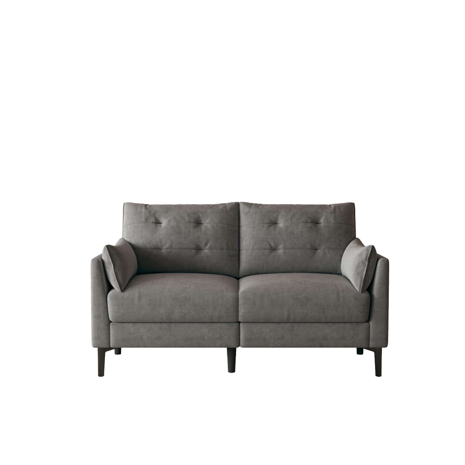 57.5 Inch Cotton Linen Dark Grayseat Metal Feet Plastic Feet Thick Cushion With Two Armrests Dark Grey Polyester Blend