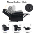 Home Theater Seating Manual Recliner Chair With Center Console And Led Light Strip For Living Room, Black Black Foam Faux Leather