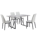 5 Piece Dining Table Chairs Set, Rectangular Dining Room Table Set For 4, Modern Dining Table And Faux Leather Chairs For Kitchen Dining Room, Small Space, Gray Metal Grey Metal Rectangular Mdf