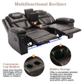 Home Theater Seating Manual Recliner Loveseat With Hide Away Storage, Cup Holders And Led Light Strip For Living Room, Brown Brown Foam Faux Leather