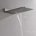 Wall Mounted Waterfall Rain Shower System With 3 Body Sprays & Handheld Shower Brushed Nickel Wall Mounted Bathroom Brass