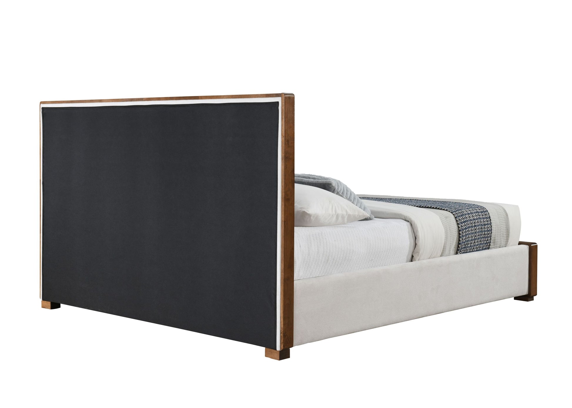 Kaleea Eastern King Bed, Light Gray Chenille & Walnut Finish Bd02467Ek Light Gray Chenille
