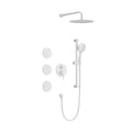 Shower System With Shower Head, Hand Shower, Slide Bar, Bodysprays, Shower Arm, Hose, Valve Trim, And Lever Handles White Wall Mounted Bathroom Brass