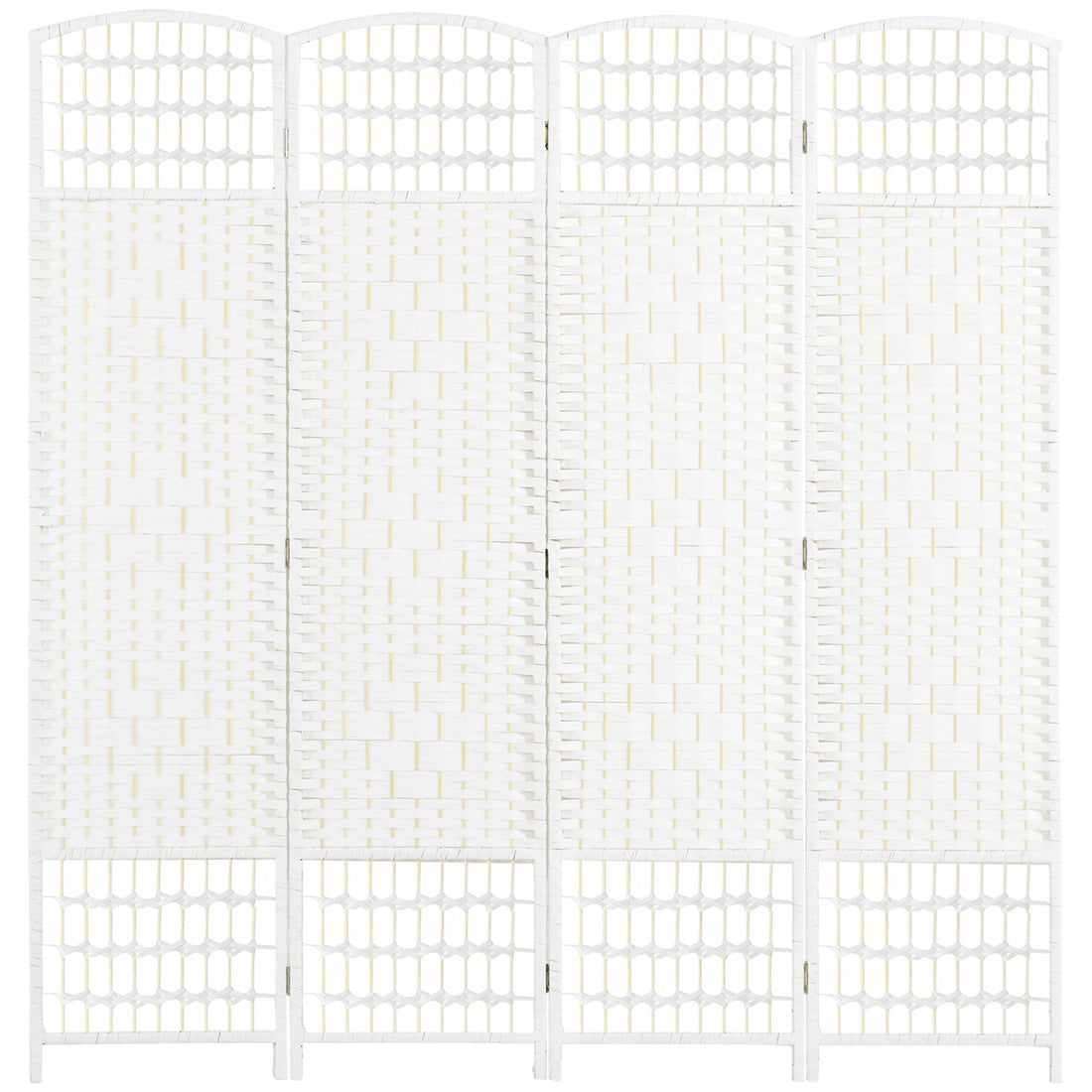 4 Panel Room Divider, Folding Privacy Screen, 5.6' Room Separator, Wave Fiber Freestanding Partition Wall Divider For Rooms, Home, Office, White White Paper