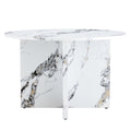 Round Dining Table For 4 6, 47 Inch Modern Kitchen Faux Marble Table Small Dinner Table Mdf Kitchen Dinning Table For Cafe Restaurant Wine Bar Home Office Conference Only Table White Modern Mdf