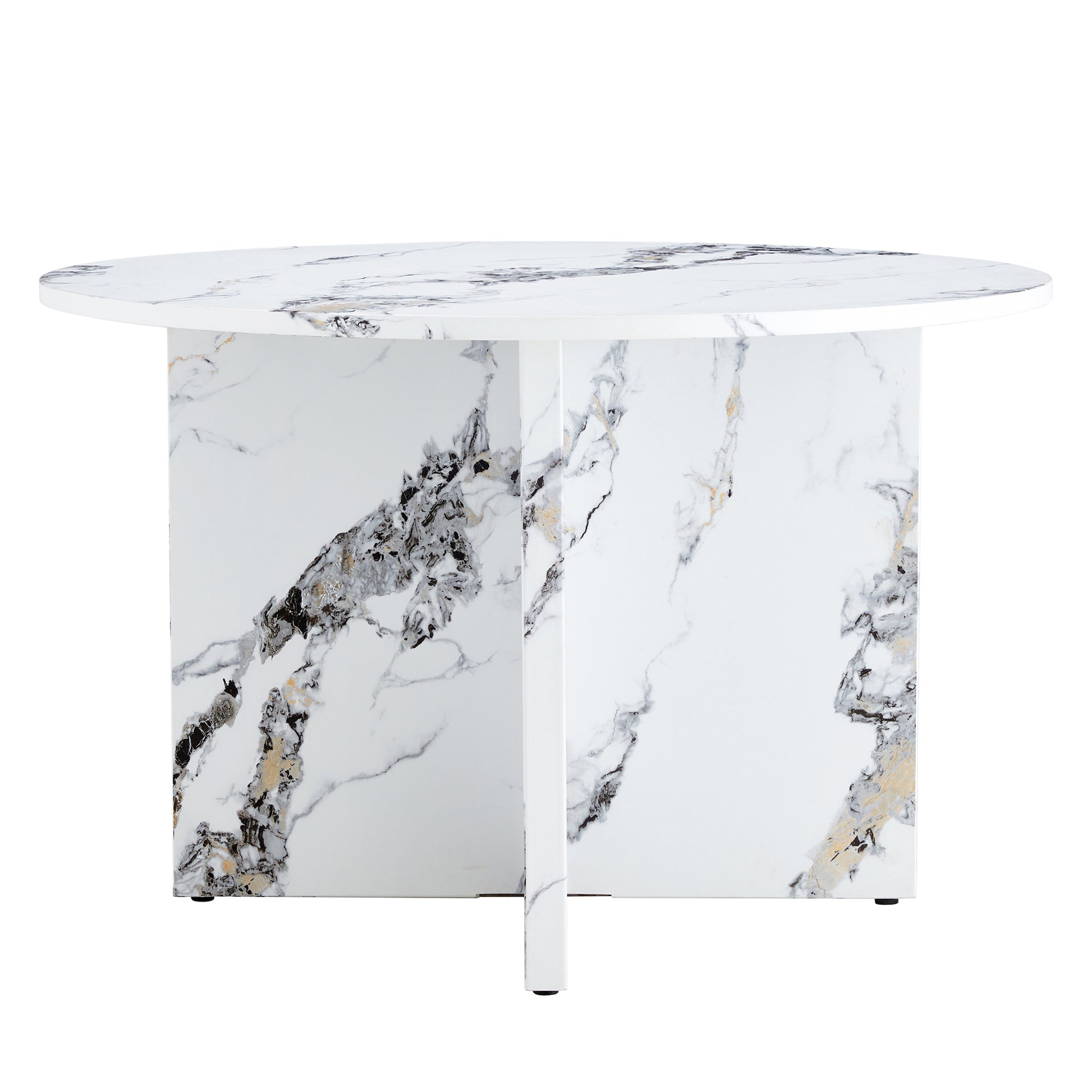 Round Dining Table For 4 6, 47 Inch Modern Kitchen Faux Marble Table Small Dinner Table Mdf Kitchen Dinning Table For Cafe Restaurant Wine Bar Home Office Conference Only Table White Modern Mdf