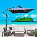 Rectangle 2X3M Outdoor Patio Umbrella Solar Powered Led Lighted Sun Shade Market Waterproof 6 Ribs Umbrella With Crank And Cross Base For Garden Deck Backyard Pool Shade Outside Deck Swimming Pool