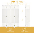 4 Panel Room Divider, Folding Privacy Screen, 5.6' Room Separator, Wave Fiber Freestanding Partition Wall Divider For Rooms, Home, Office, White White Paper