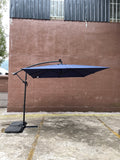 Square 2.5X2.5M Outdoor Patio Umbrella Solar Powered Led Lighted Sun Shade Market Waterproof 8 Ribs Umbrella With Crank And Cross Base For Garden Deck Backyard Pool Shade Outside Deck Swimming Pool