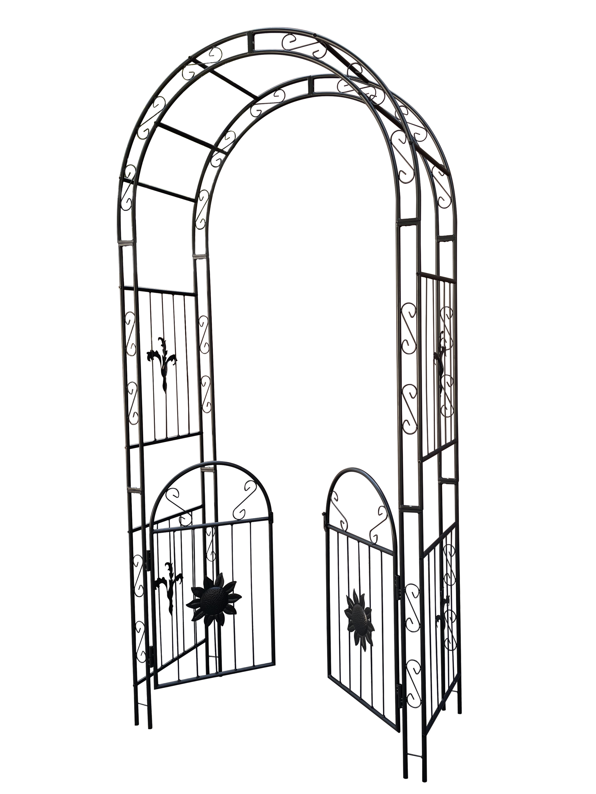 Metal Garden Arch With Doors Garden Arbor Trellis Climbing Plants Support Arch Outdoor Arch Wedding Arch Party Events Archway Black Black Iron