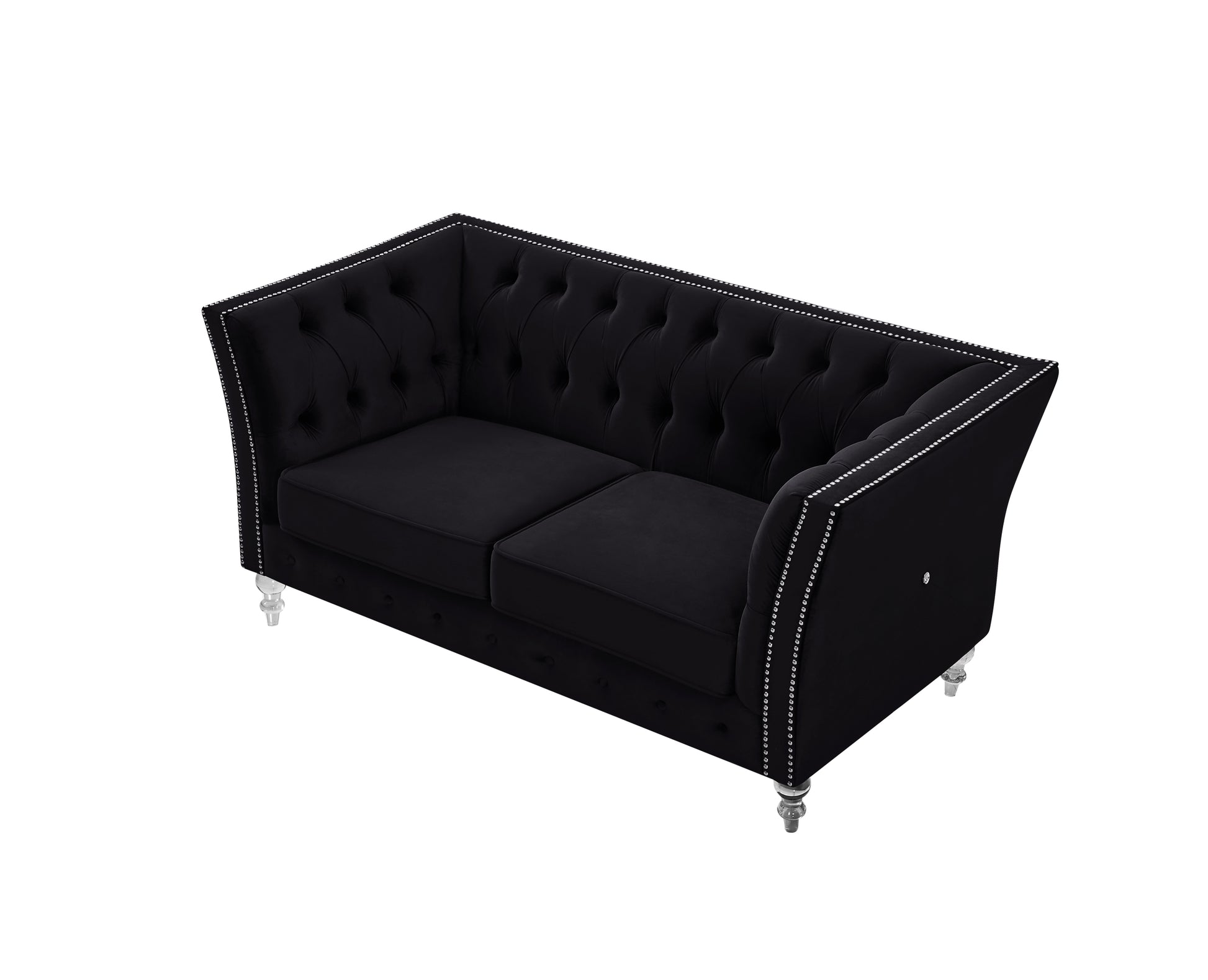 L8085B Two Seat Three Seat Modular Sofa Black Black Velvet