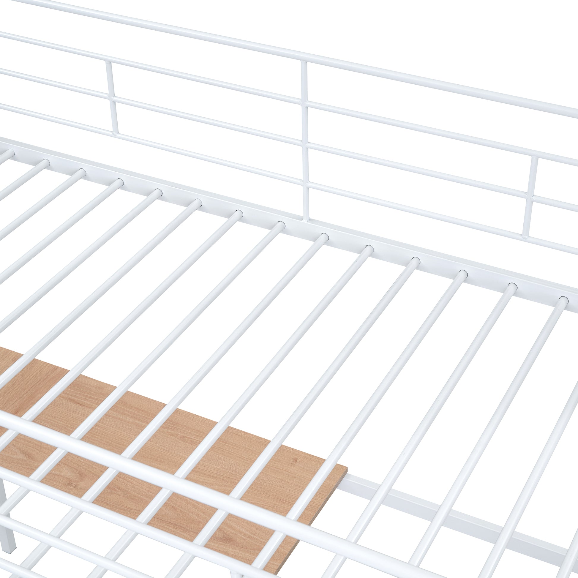 Twin Size Metal Loft Bed With Desk And Metal Grid, Stylish Metal Frame Bed With Lateral Storage Ladder And Wardrobe, White White Mdf Metal