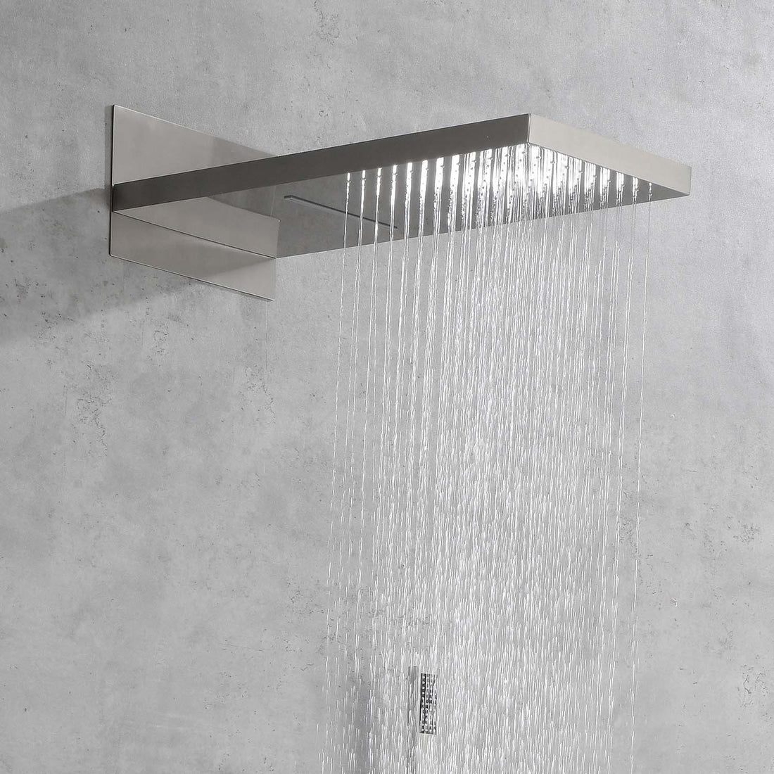 Wall Mounted Waterfall Rain Shower System Brushed Nickel Wall Mounted Bathroom Brass