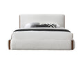 Sandro Queen Bed, White Boucl & Walnut Finish Bd02470Q Queen White Boucle